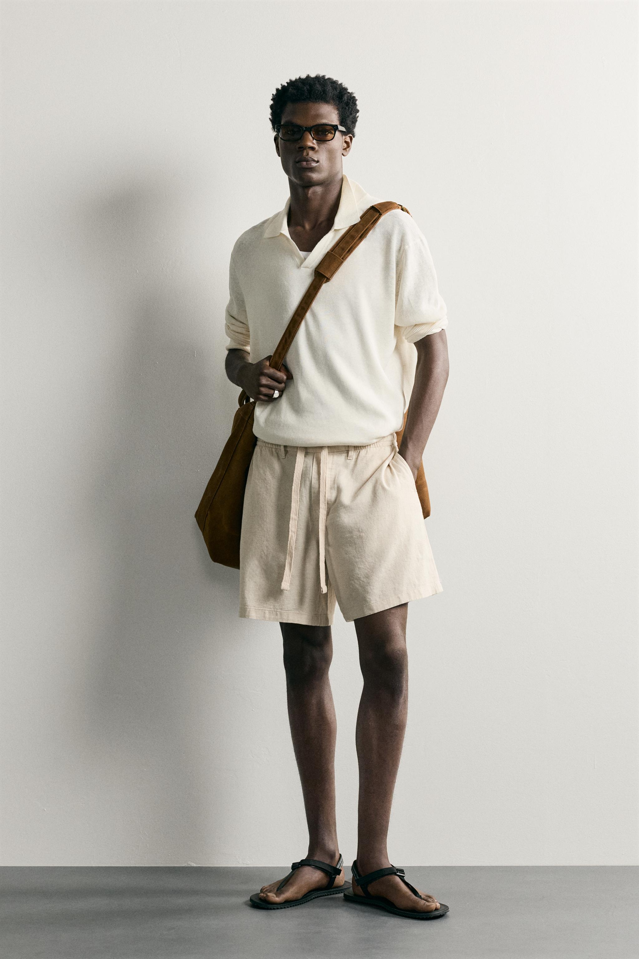 SHORT RELAXED FIT EN COTON ET LIN